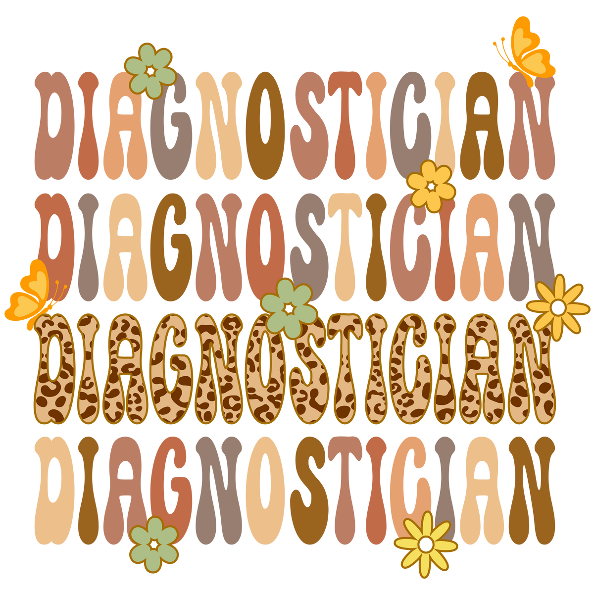 Diagnostician Butterfly & Flowers T-Shirt