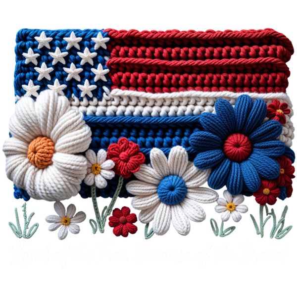 LAND OF THE FREE FLAG & FLOWERS T-SHIRT