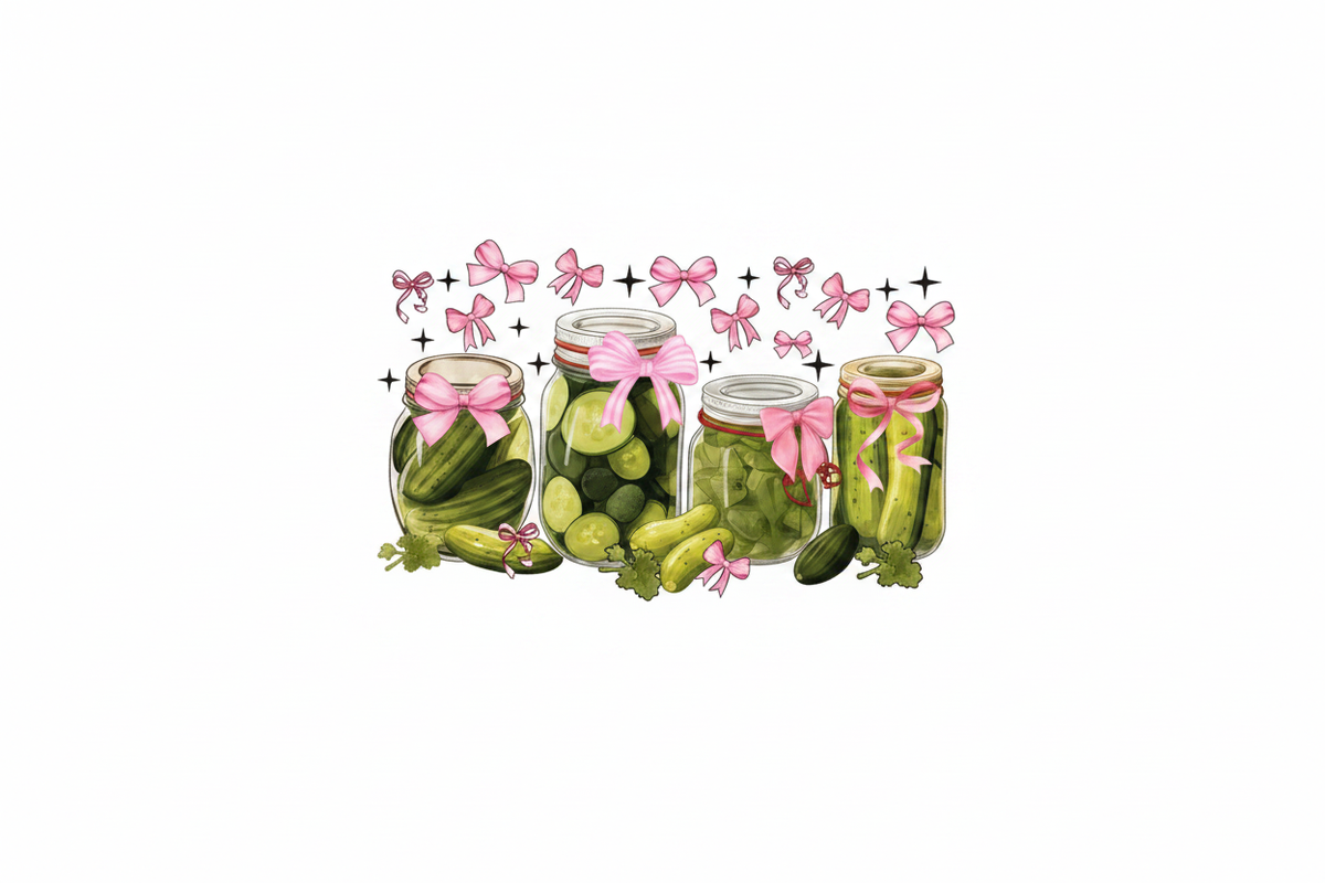 DTF Pickle Jars Coquette Bows - Fondo Blanco
