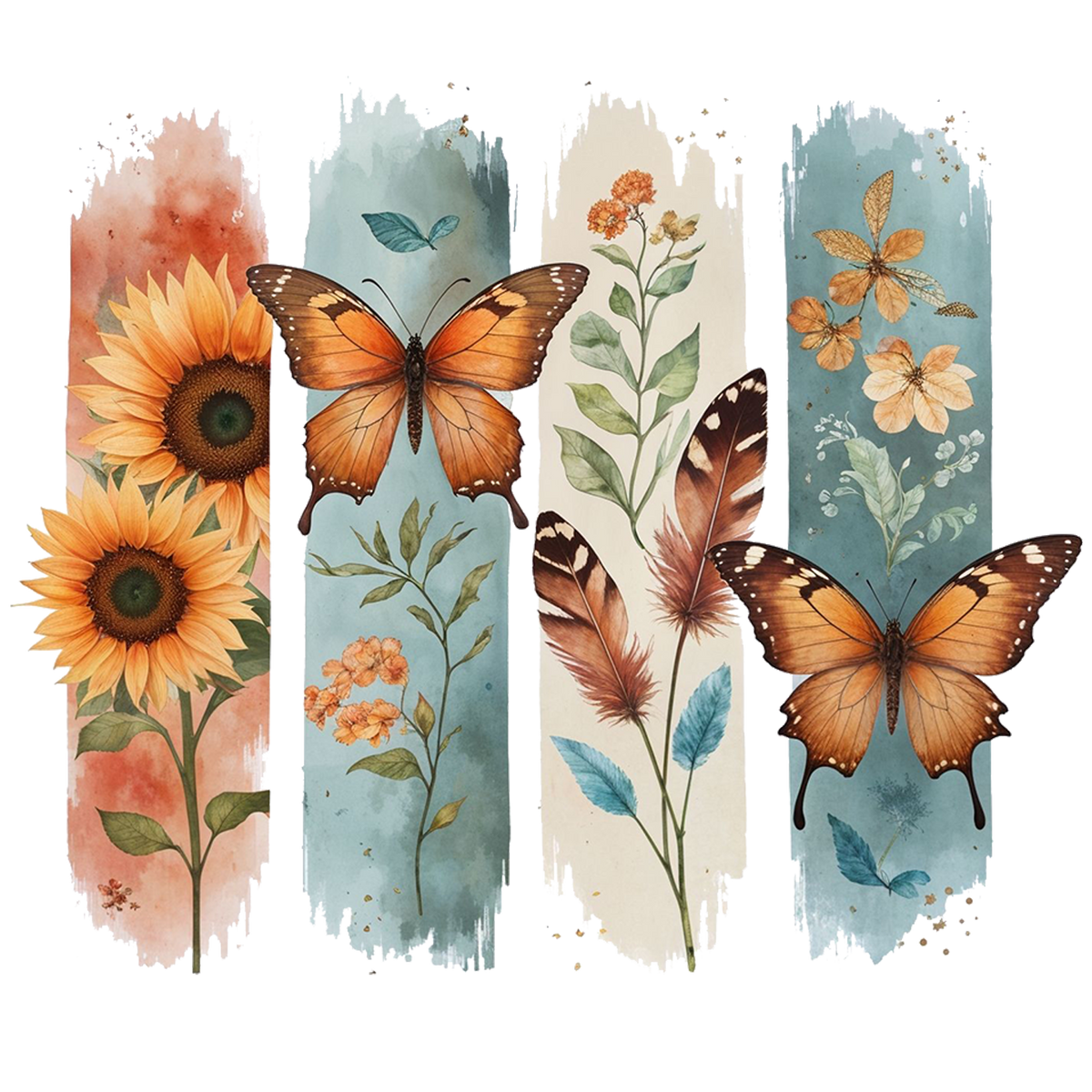 BUTTERFLY SUNFLOWER-CLEAR FILM SCREEN PRINT